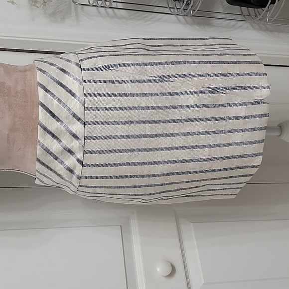 J Crew Size 0, 100% Linen Crossover / Wrap, Asymmetrical Blue Striped Skirt, EUC - Picture 1 of 12